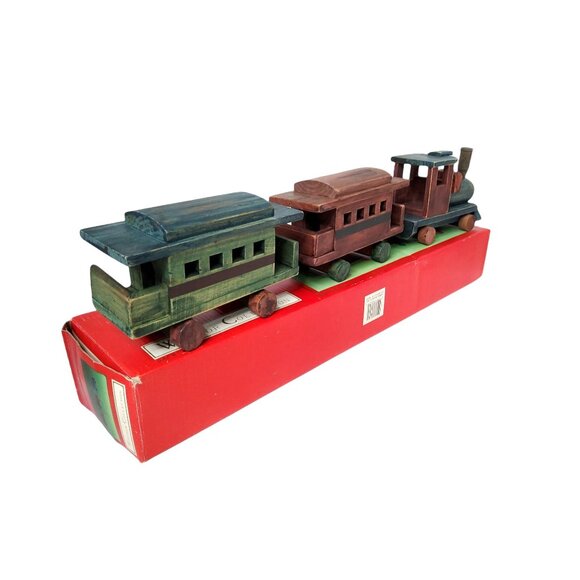 Vintage Red and Green Wooden Train by Windsor Collection - 21" - Picture 4 of 4